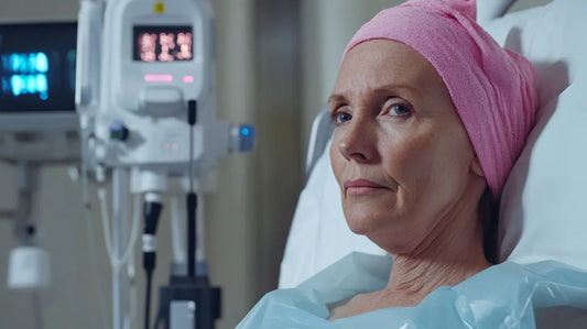 Woman- oncology patient undergoing chemotherapy.